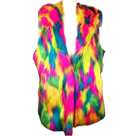 Adrienne Landau Jackets & Blazers - Sz L Rare 2016 Dreamworks  Trolls Film shaggy Multi Color vest jacket Coat